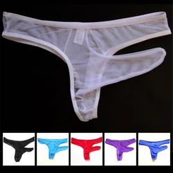 2019 Fashion See Through Gay Mens Thong Underwear Transparent Mesh Penis Sleeve Convex G String Homme Jockstrap