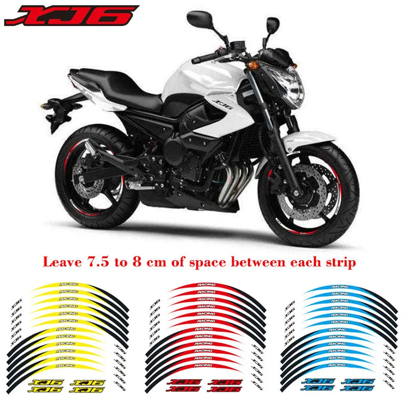 High quality Motorcycle front&Rear Edge Outer Rim Reflective Sticker 17inch Wheel Decals For YAMAHA XJ6