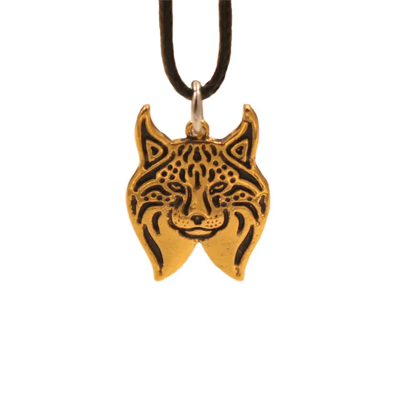 Lynx Cat Animal Pendant Necklace Antique Gold Silver Plated Jewelry Gift For Women Male Female Cartoon Rope Punk NT006