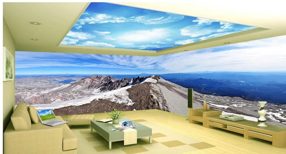 

3d mural designs Blue and white living room bedroom space theme Home Decoration Non woven wallpaper