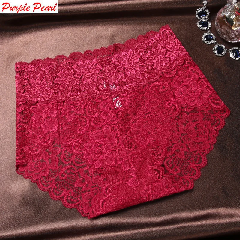 HW039 High quality women sexy lace panties luxury transparent large size underwear elegant soft woman briefs plus size Lingerie