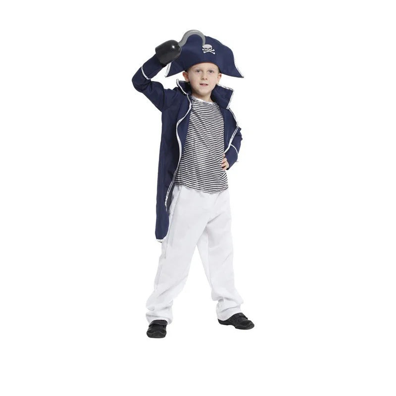 M-XL Fantasia Kids Boys Hooker Pirate Sailor Cosplay Showing Cloth Halloween Navy Costume Children's Day Masquerade Party Dress