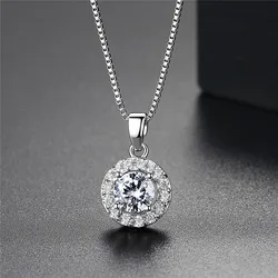 Luxury Design AAA Cubic Zirconia Necklace For Women Bridal Silver Color Rhinestone Crystal Wedding Necklaces Pendants Jewelry