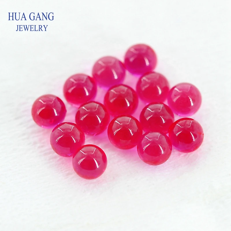 Spherical shape 5# Rose Red Beads Round Shape Cut Stone Synthetic Corundum Bead For Jewelry Size 0.8~3.0mm