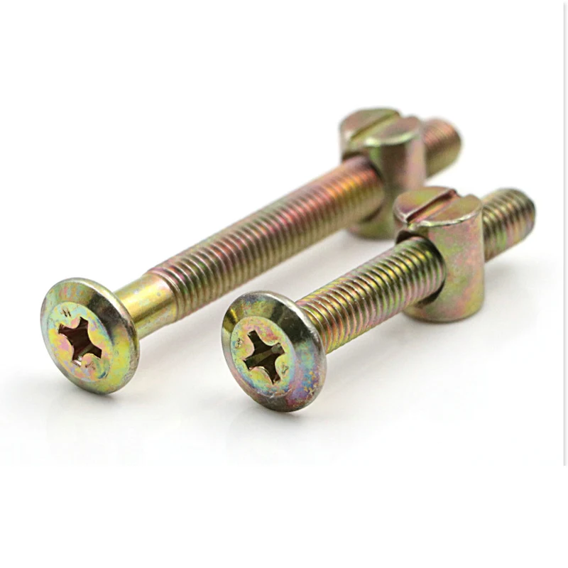 M8 Furniture Hardware Children's Bed Accessories Screws Cross Hole Nut Slanted Head Screw with Hammer Head 8mm 10PCS