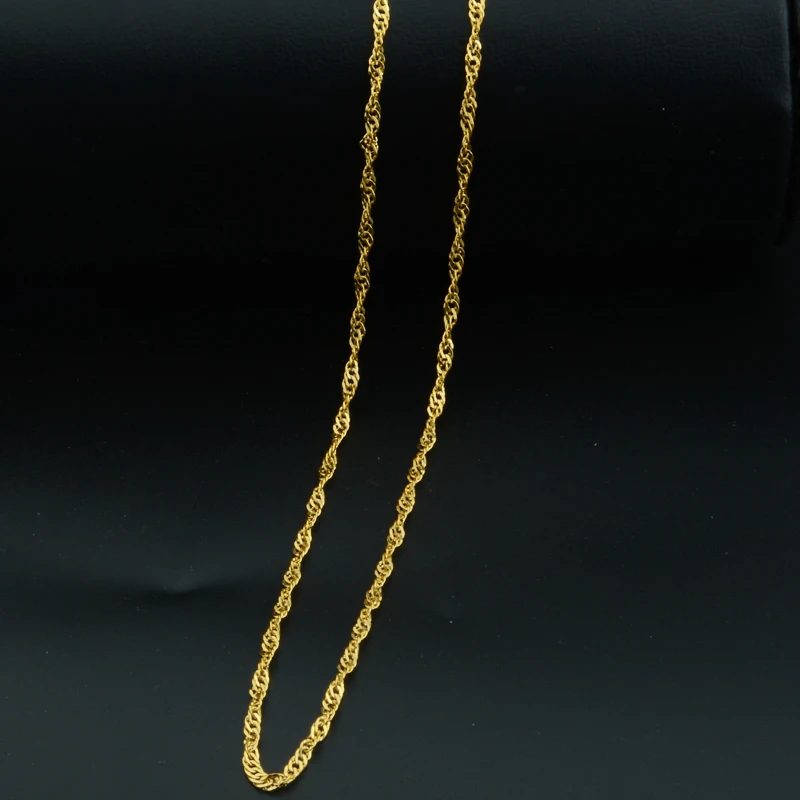 1pcs Mens Women Smart Jewelry Pendant Chains Yellow Gold Color Necklace Chains 45cm 60cm