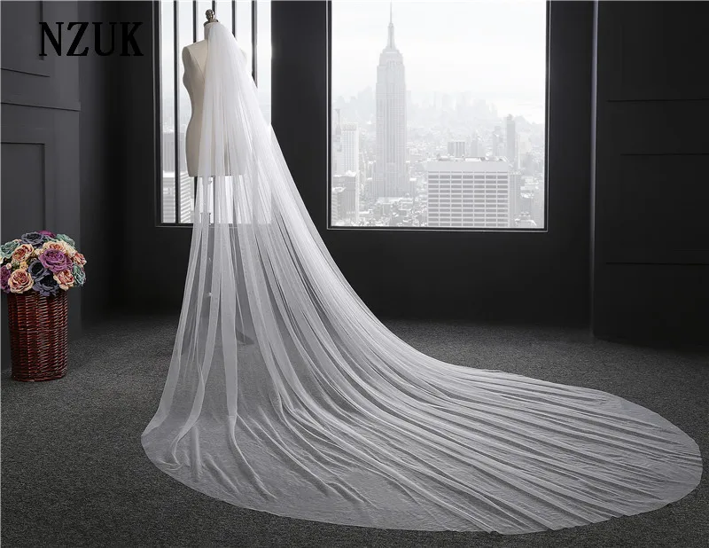 Elegante Bruiloft Accessoires 3 Meters 1 Layer Bruiloft Sluier Wit Ivoor Eenvoudige Bruidssluier Met Kam Wedding Veil Hot Koop