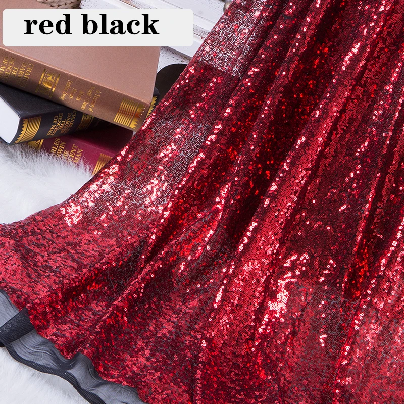 B·Y Red Black Sequin Fabric for Dress by the Yard 92x125cm Sequin Fabric for Clothes Stage Party Wedding Christmas Home Decor