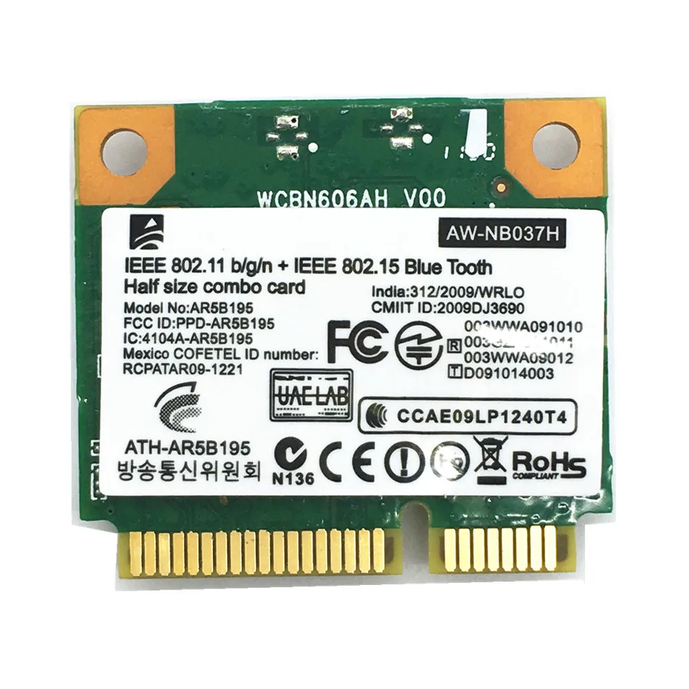 Ar5B195 Mini PCI-E بطاقة واي فاي ، 150Mbps ، بلوتوث 3.0 ، AW-NB037H