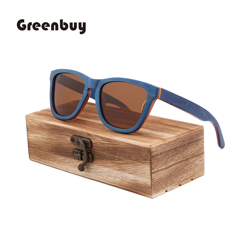 New Bamboo and Wood Sunglasses Fashion Men and Women Skateboards Blue Polarized TAC Lens UV400 Travel Anti-ultraviolet Sunglasse