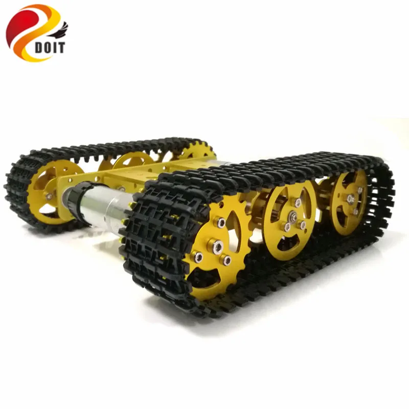 

RC Metal Robot Tank Chassis mini T100 Crawler Caterpiller Tracked Vehicle with Plastic Track 2 Motors for Arduino DIY