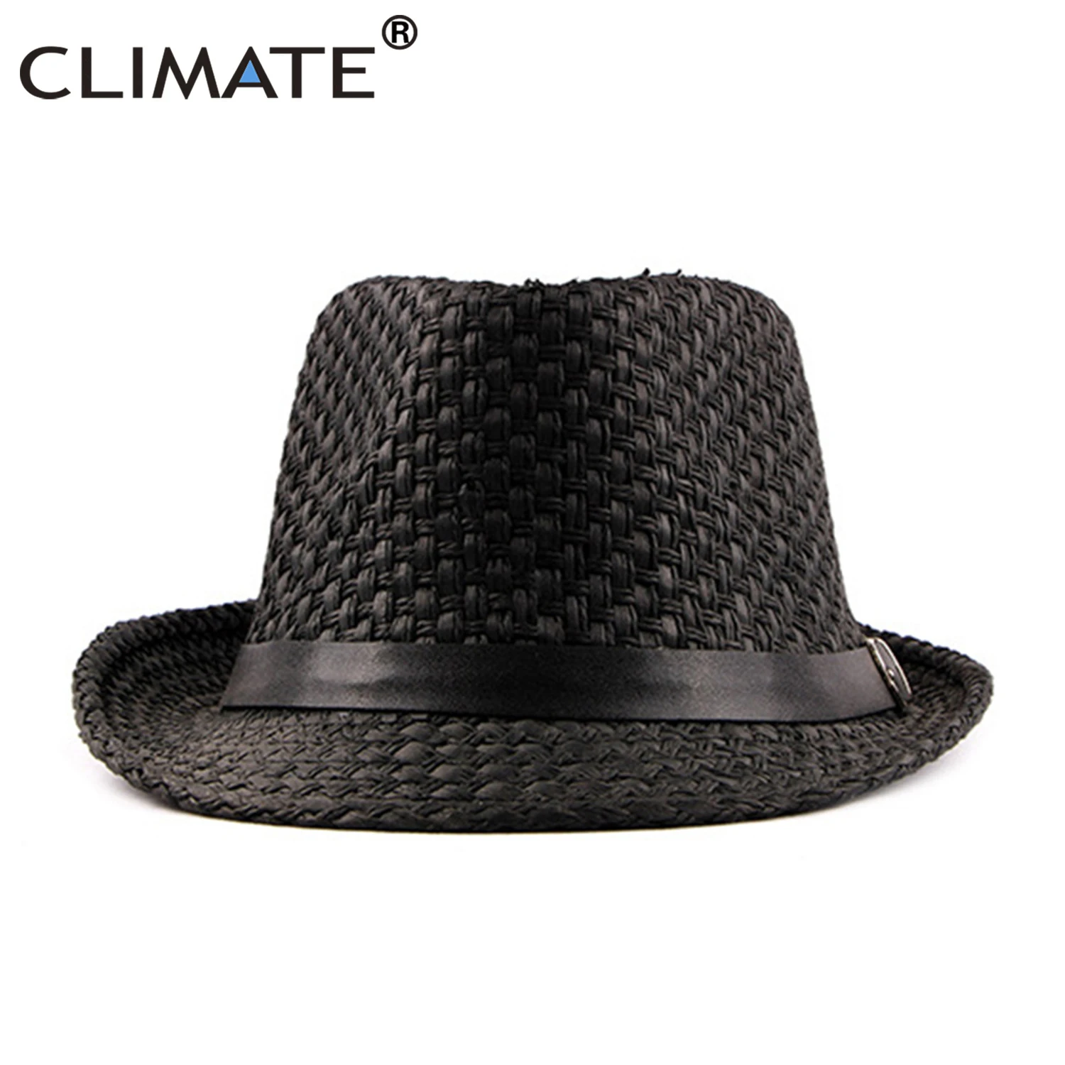 CLIMATE Summer Straw Hat Men Cool Straw Fedora Paper Straw Hats for Man Solid Paper Cool Fedoras Cap Summer Fedora Men Hat Cap