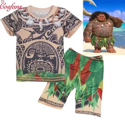 2 stks Zomer kinderkleding pak Baby Moana Maui T-shirt kinderen sport pak jongens en meisjes kerstcadeau van kleding