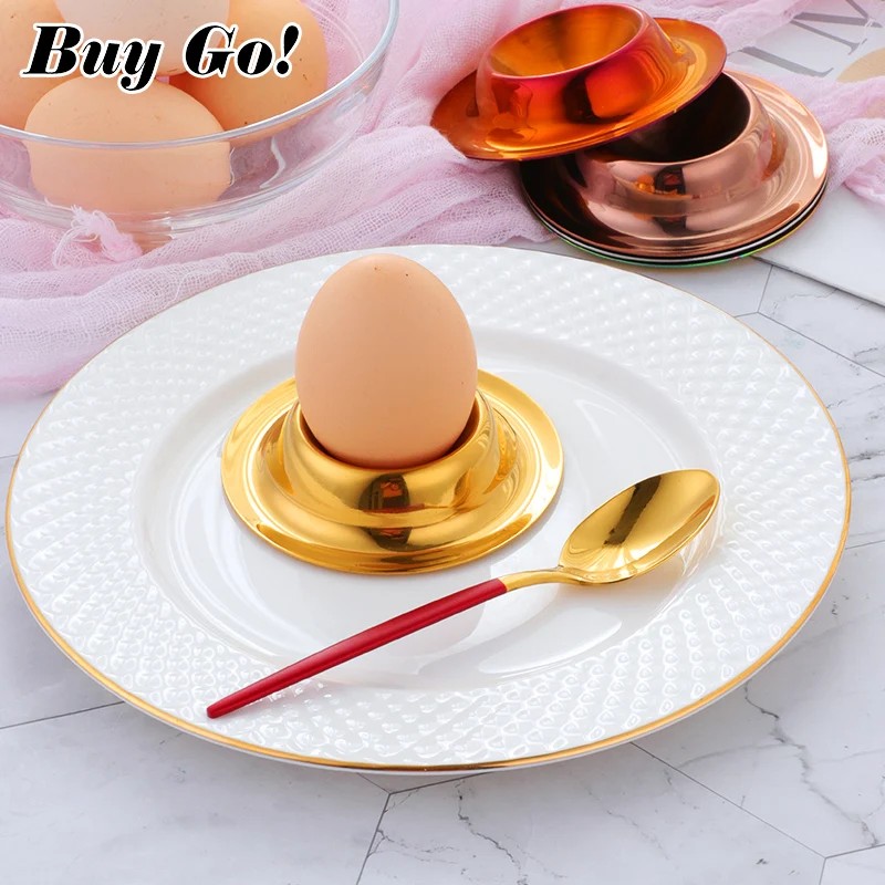 2PCS Portable 201Stainless Steel Round Egg Cups Holders Rose Gold Egg Tray Breakfast Egg Cup Dessert Ice Cream Cup Kitchen Tools