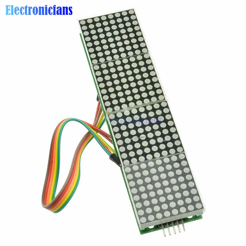 MAX7219 Dot Matrix Module Microcontroller 4 In One Display with 5P Line 4 in 1 Red/Yellow Green/Emerald-Green/Blue 4 Colors