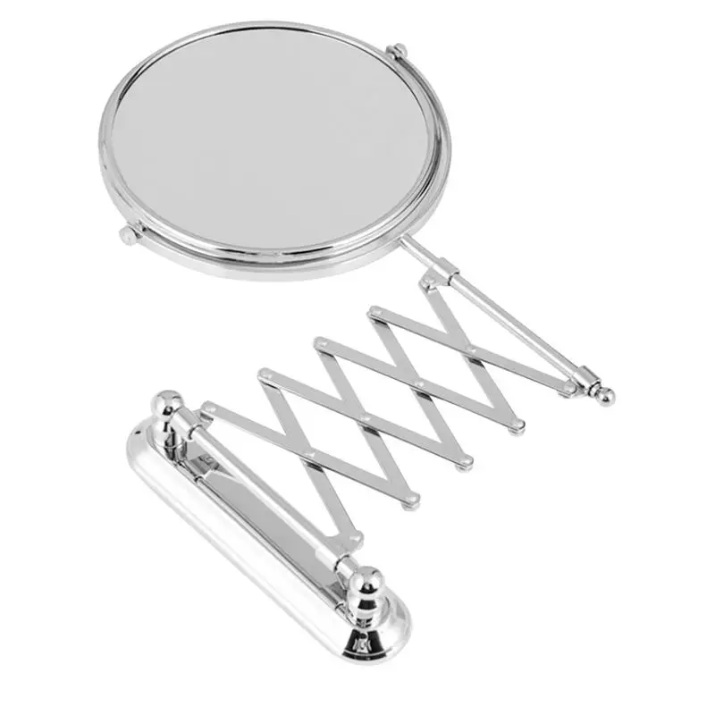 6 Inch 3X Magnifying Round Wall Mirror Two-Sided Retractable Bathroom Mirror 360 Degree Swivel Makeup Mirror