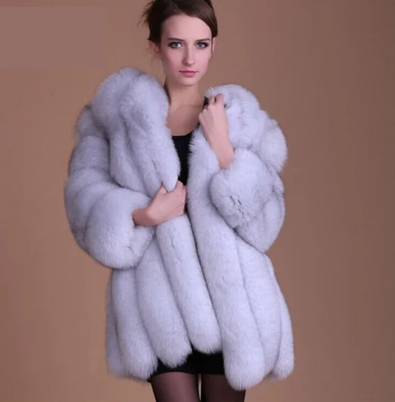 

New natural fox fur coat women long fox fur jacket thick fur waistcoats for winter big size Free Shipping H838