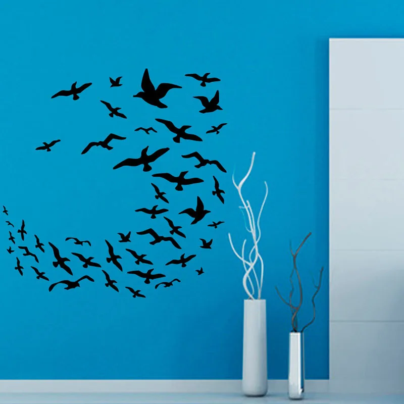 

ZOOYOO Freedom Birds Wall Decals Many Sea Gulls Flying Vinyl Wall Sticker Decal Home Decor Art Murals Living Room