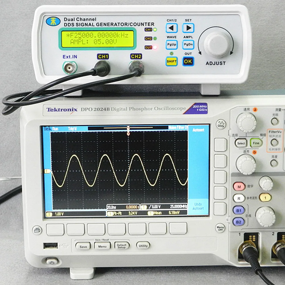 Digital DDS Signal Source Generator Dual-channel Arbitrary Waveform Frequency Meter 25MHz for researching engineer20%