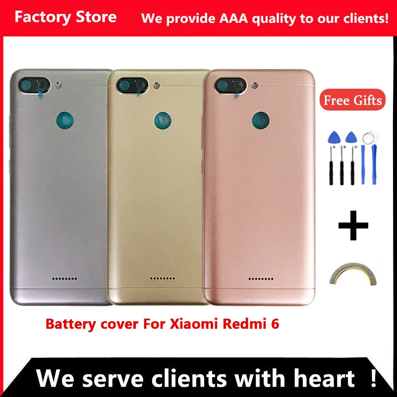 Battery Back Cover For Redmi 6 Battery Cover Back Case For Redmi 6A Back Cover Housing +Volume Power Buttons Cameca Lens