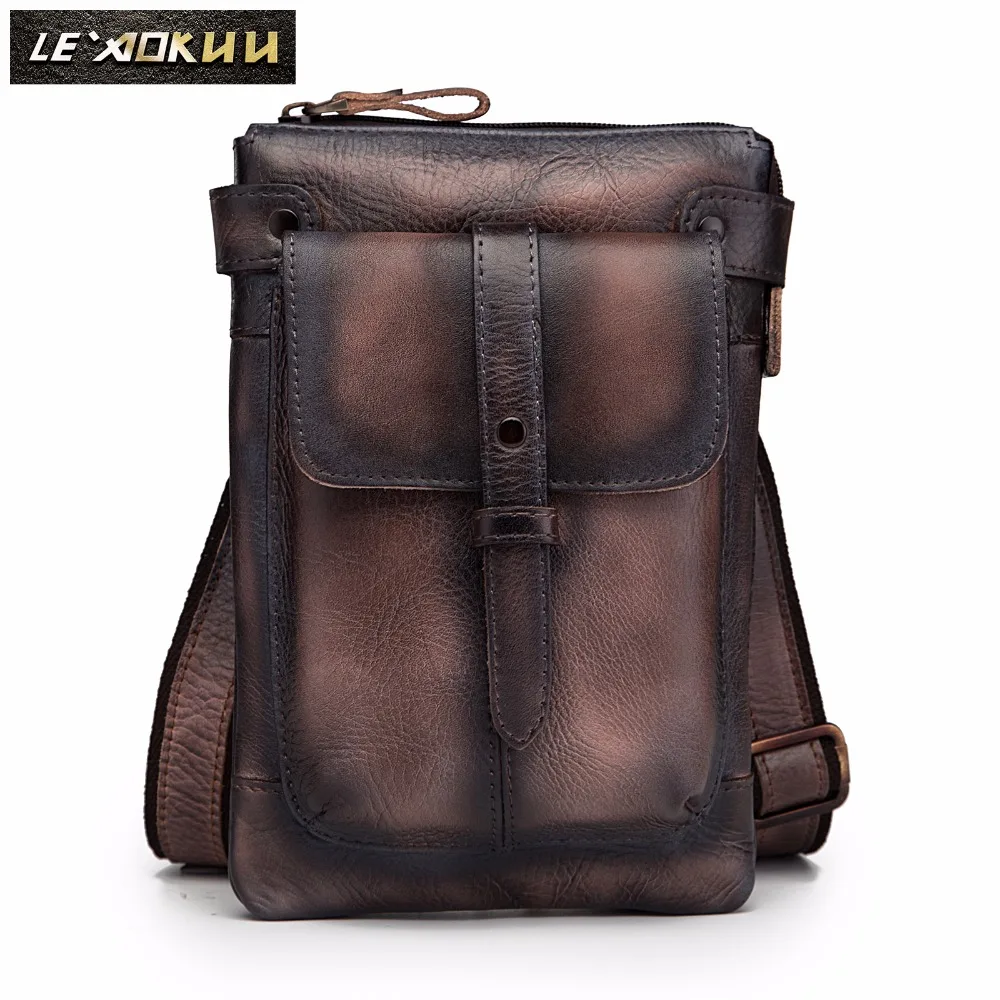 Leather Men Multifunction Designer Casual Crossbody Shoulder Messenger Bag Fashion Waist Belt Pack Bag Phone Tablets Case 8711