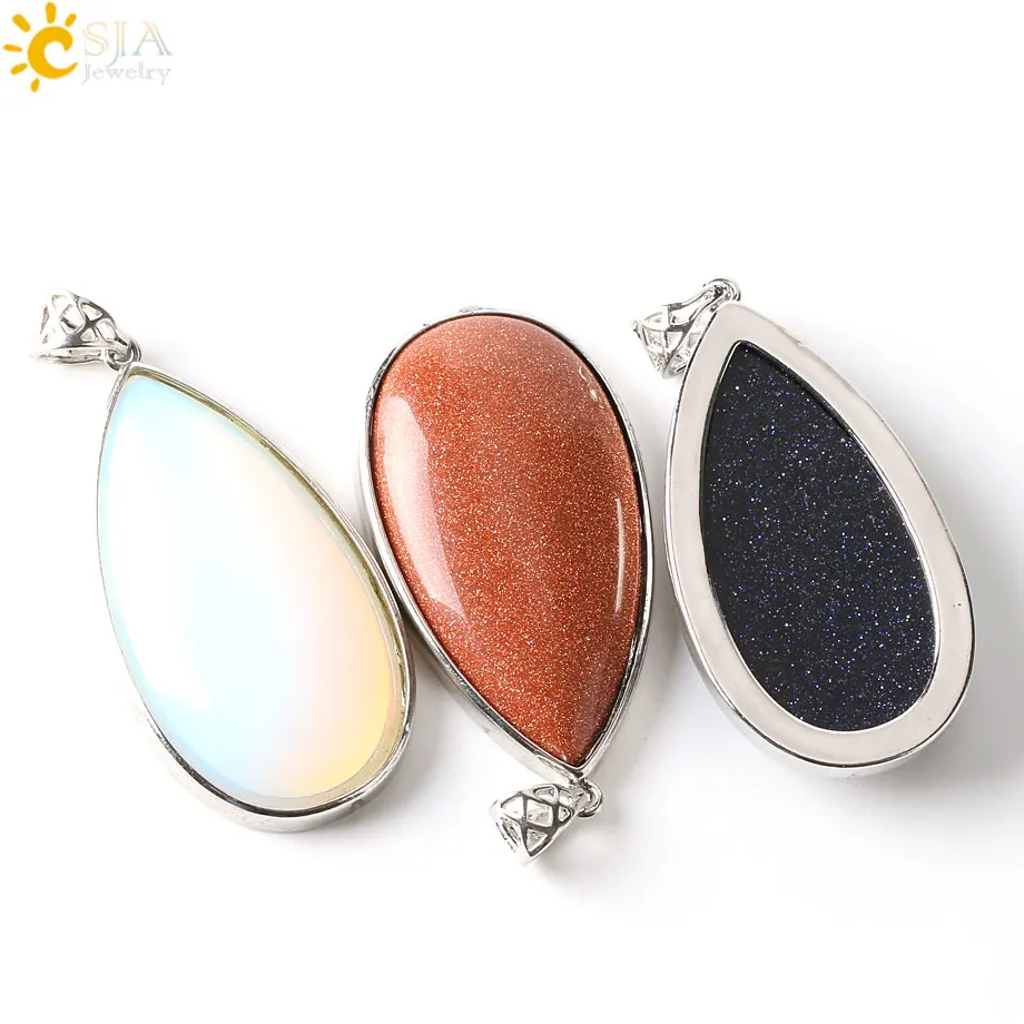 CSJA-colgante de gota de agua de piedra Natural para mujer, colgante de curación de cristal transparente blanco, joyería elegante para amante,