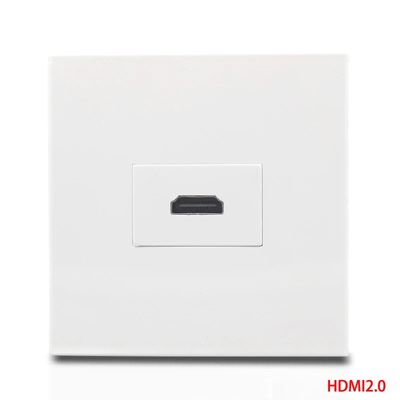 HDMI2.0 Female Wall Outlet White Color Pass Through HDMI Faceplate Socket 86x86mm