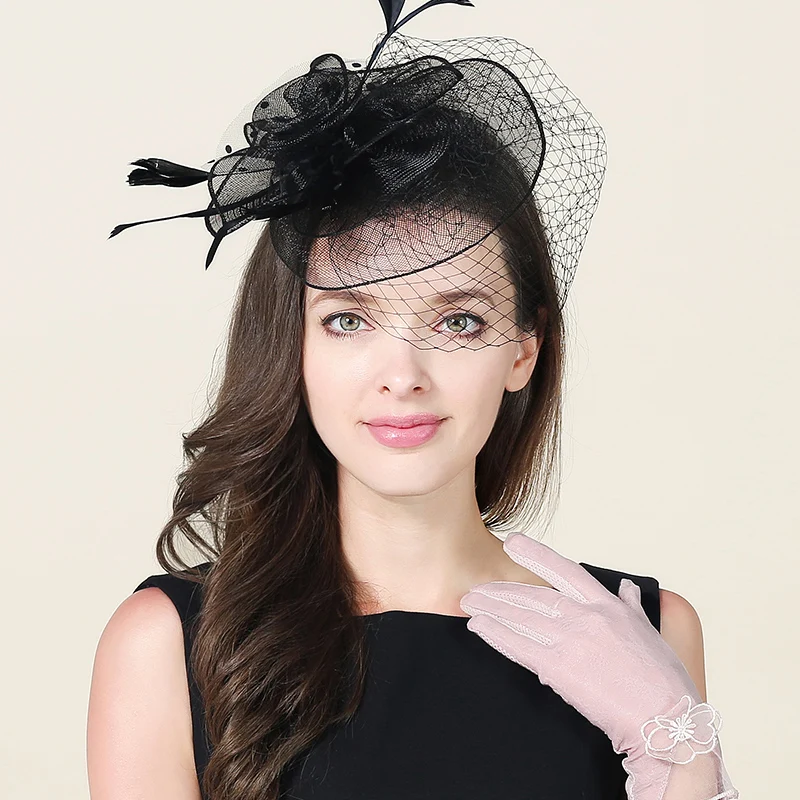 Girls Wedding Dress Hat Lady Bride Head Yarn Wedding Dress Photography Headwear Female British Ceremonial Headband Hats B-8710