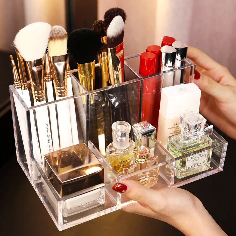 Acrylic Makeup Organizer CC Cream Storage Box Clear Cosmetic Makeup Brush Holder Lipstick perfume Powder Display Stand