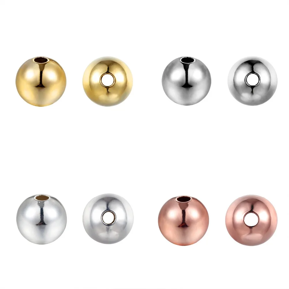 1Pack/lot 2/3/4/5/6mm Brass Spacer Beads Rose Gold/Silver Color Ball Loose Charm Beads for Bracelet Necklace DIY Jewelry Making
