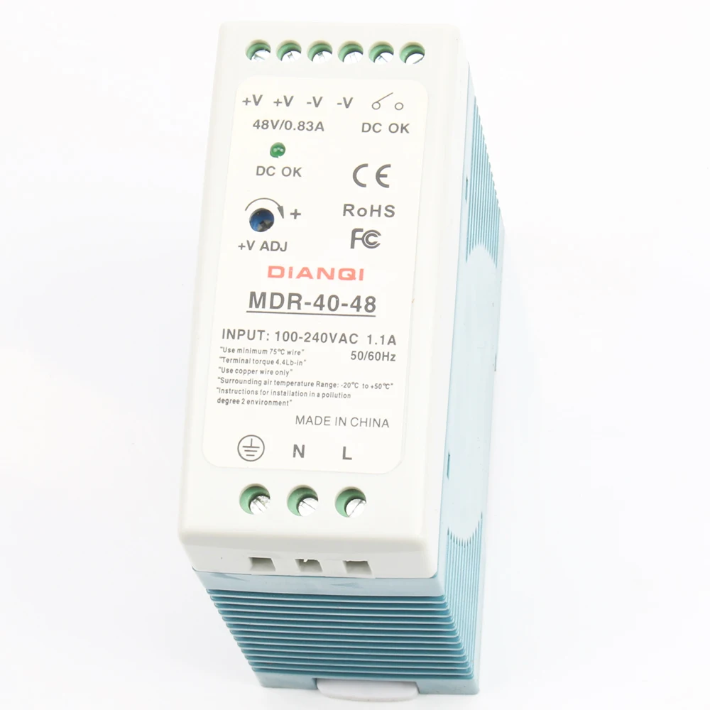 DIANQI MDR-40 12V 5V 15V 24V 36V 48V 40W Din Rail power supply ac-dc power supply unit 110V 220V for LED Strip Light