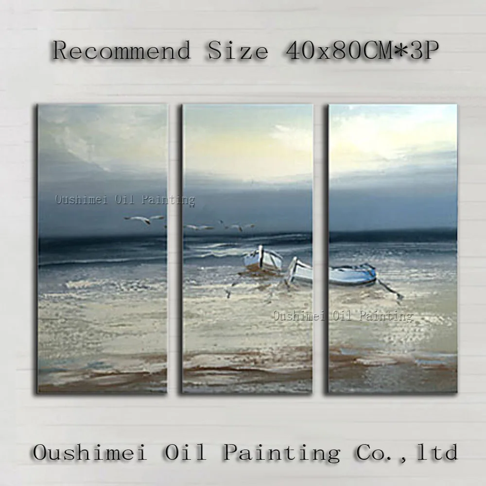 

Hand Painted Modern Mural Picture on Canvas Group Of Beach Landscape Painting Hang Paintings For Room Seacape Hang Oil Painting