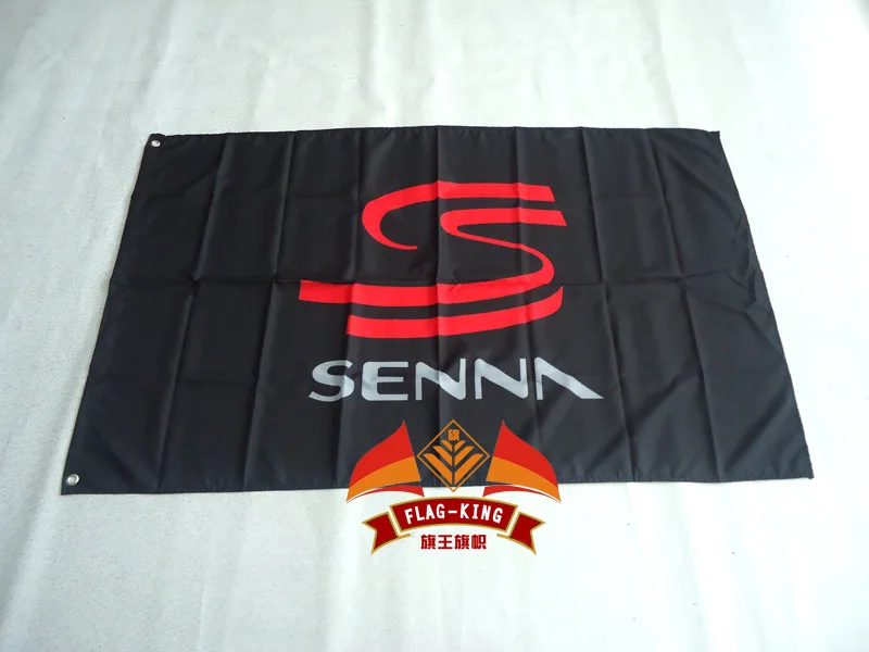 senna-black-bg-flag-3ftx5ftバナー100dポリエステルフラッグメタルグローメット90x150cm