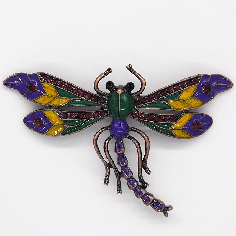 60pcs/lot Mixed Color (Can Notes Color) Wholesale Rhinestone Enamel Dragonfly Pin brooches costume jewelry gift C101570