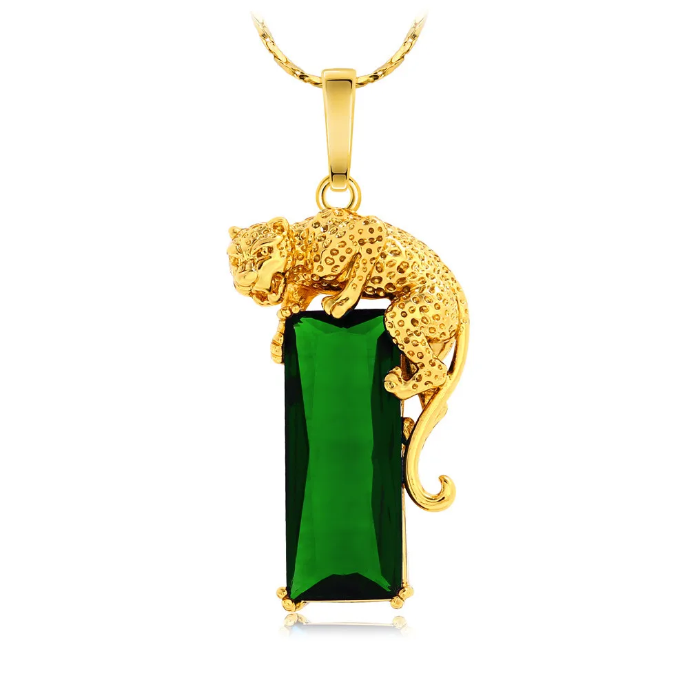 Tiger Leopard Daemon Animal Pendant Necklace Yellow Gold Filled Unique Design Trendy Women's Neck Chain