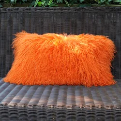 Free Shipping CX-D-01F Home Decor Fashion Real Mongolian Lamb Fur Cushion Cover Bed Sofa Throw Fur Pillow Case