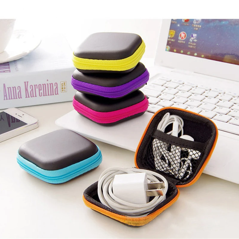 Zipper Lock Earphone Storage Bag Protective USB Cables Container Travel Organizer Key Charger Case Coin Money Box