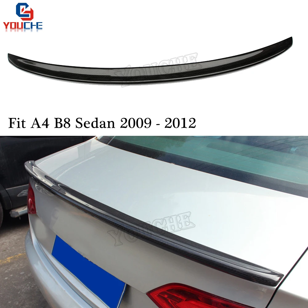 

Carbon Fiber Car Back Lip Wing Spoiler for Audi A4 B8 S4 Style 4-door Sedan 2009 - 2012 Trunk Boot Tail Lid Spoiler