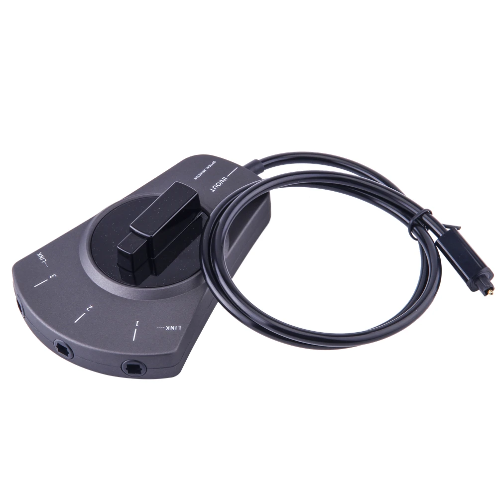 EMK 3-Way Digital Toslink Switch SPDIF Optical Audio Switch Toslink Cable Switcher Selector Hub Box for DVD CD player