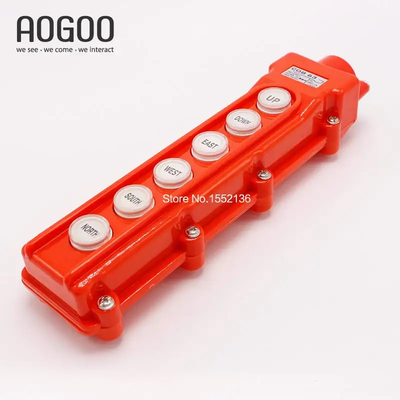 COB-63(CLD 63) Waterproof Hoist Crane Pendant Control Station Push Botton 6 Buttons/Switch 6 Ways Romate Control