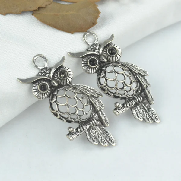 5pcs alloy Tibetan Silver Plated owl Charms Pendants for Jewelry Making DIY Handmade Craft 45*24mm D155