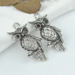 5pcs alloy Tibetan Silver Plated owl Charms Pendants for Jewelry Making DIY Handmade Craft 45*24mm D155