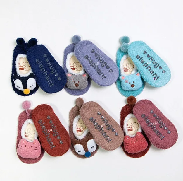 0-5 Years Baby Girl Boy Anti-slip Socks Cartoon Newborn Slipper Winter Warm Animal Shape Infant Socks