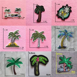 Coconut Palm Tree iron on Patches embroidered Applique Patch For Clothing Big Stripe Cartoon stickers DIY Jean Bag Hat Accessory