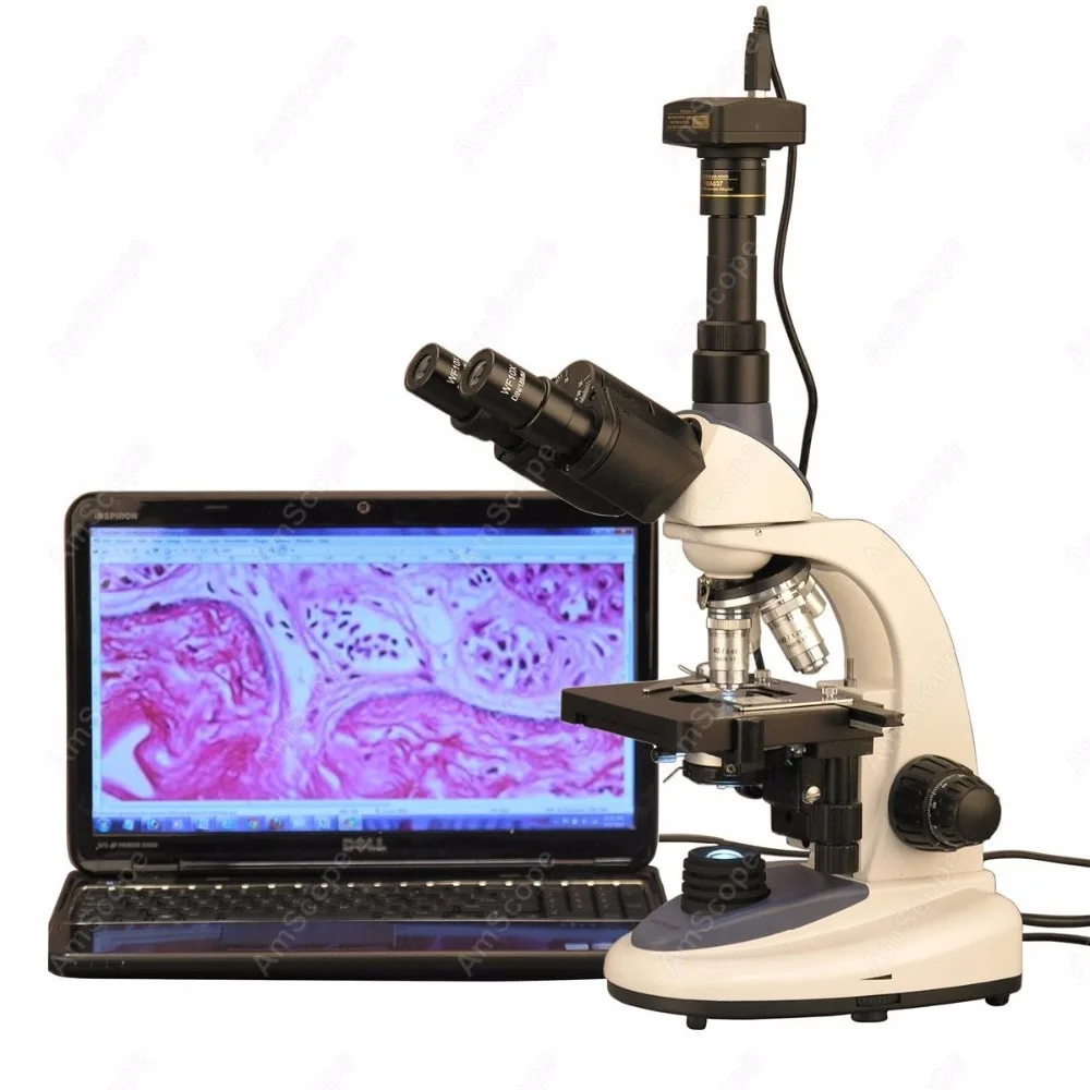 Trinocular Compound Microscope--AmScope Supplies 40X-2500X 3W LED Trinocular Compound Microscope with 3MP Digital Camera