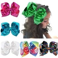 29 colores 8 pulgadas arco iris grande lazo para el pelo grande cinta con lentejuelas horquillas con pinzas de cocodrilo accesorios para el cabello niñas Bowknot