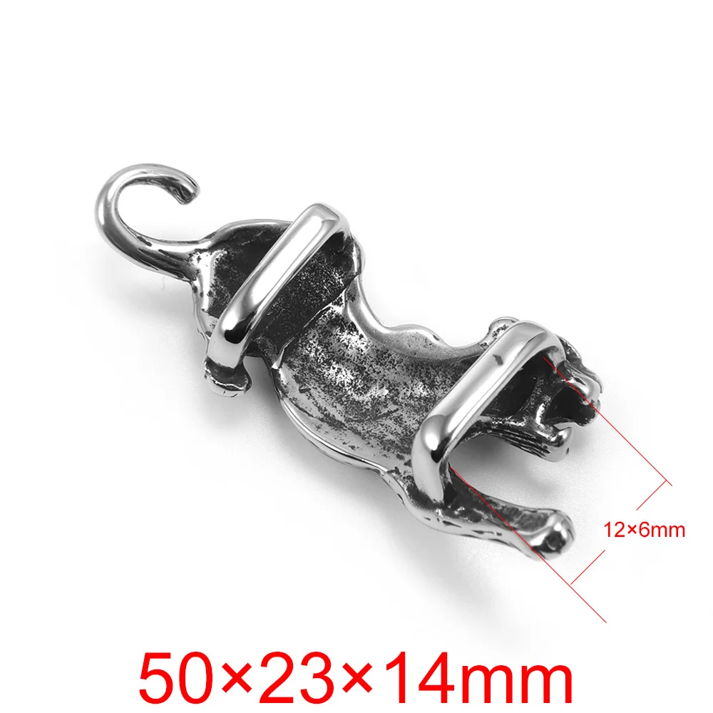 Stainless Steel Animal Charms Blacken Leopard Slide Charm Fit 12x6mm Leather Cord Bracelet Making DIY Jewelry Men's Accessories