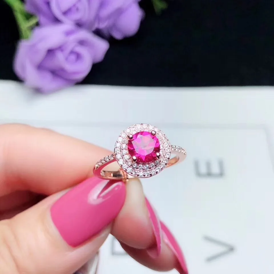 

Pink topaz ring Natural real Pink topaz ring 925 sterling silver Free shipping Gem 6mm