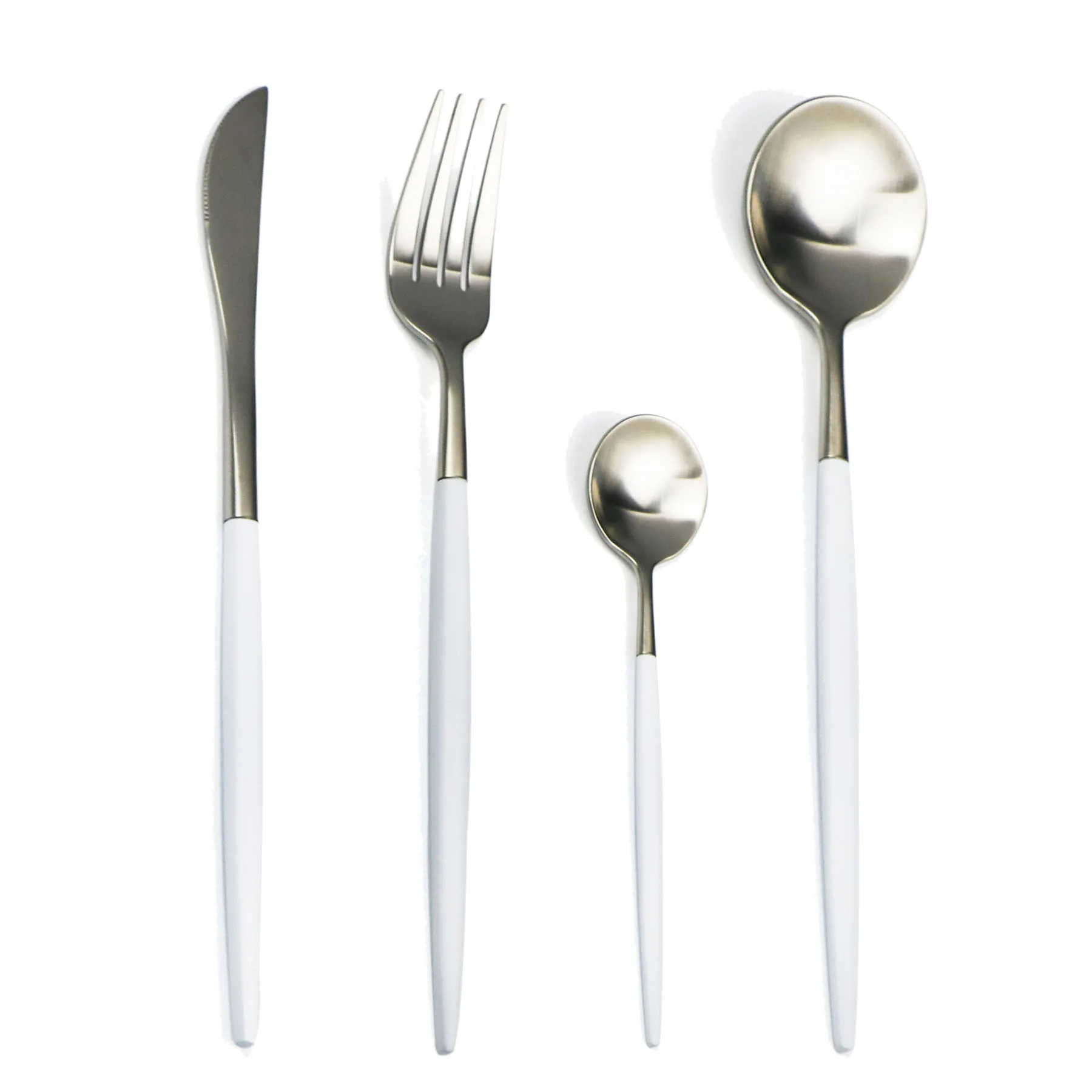 

24pcs Gold Cutlery Set White Black Dinnerware Forks Knives Scoops Dinner Set 18/10 Stainless Steel Silverware Set DropShipping
