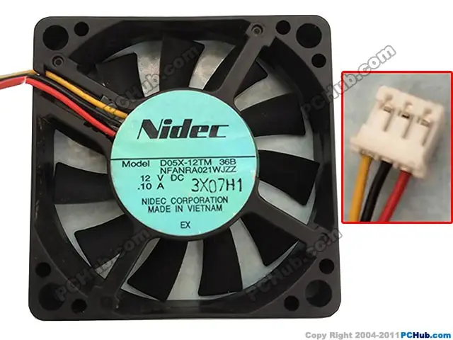 Nidec D05X-12TM 36B Server Cooling Fan DC 12V 0.10A 50x50x10mm 3-wire